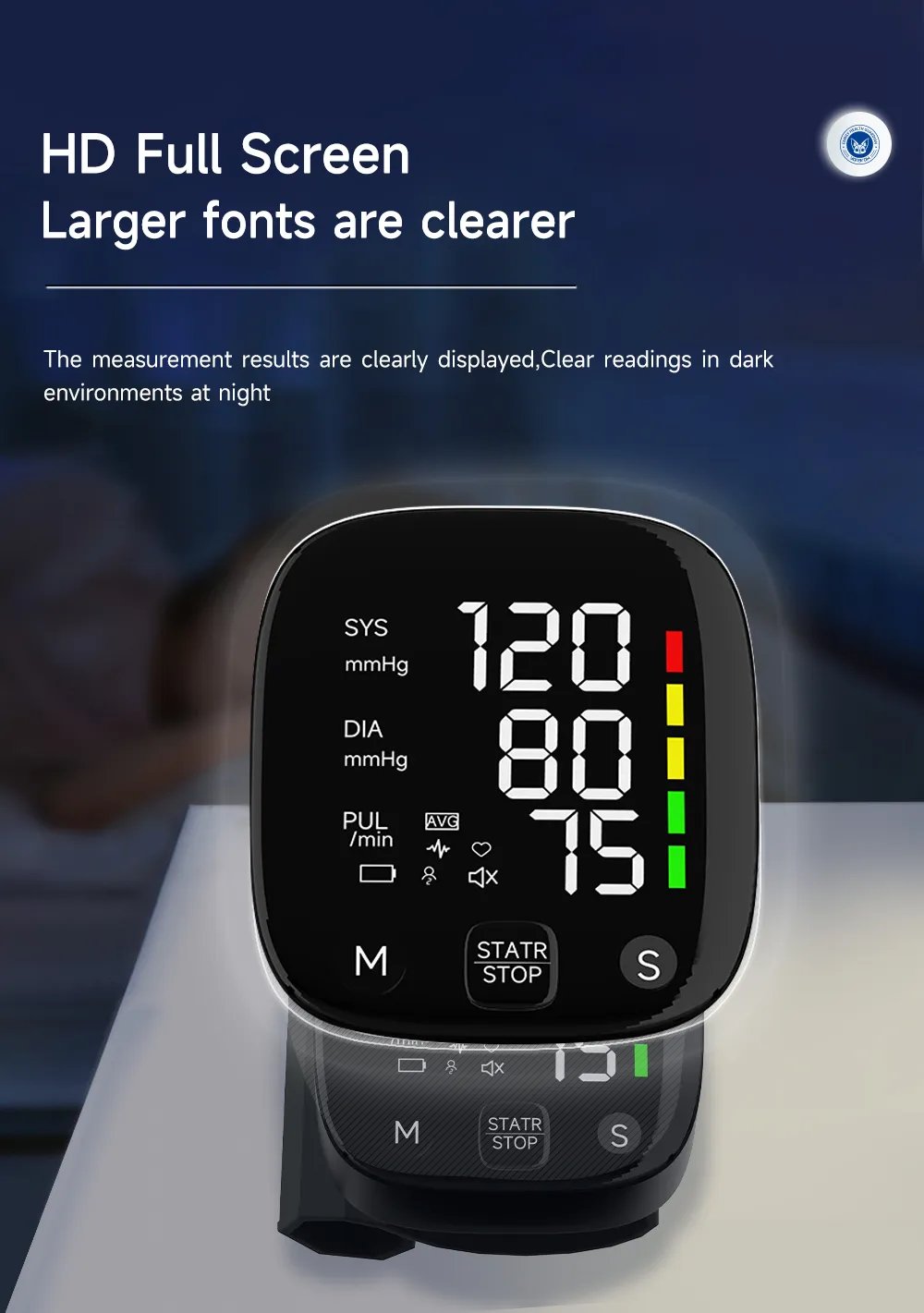 Yongrow Rechargeable Digital Wrist Blood Pressure Monitor Sphygmomanometer Tonometer Tensiometer Heart Rate Meter BP Monitor