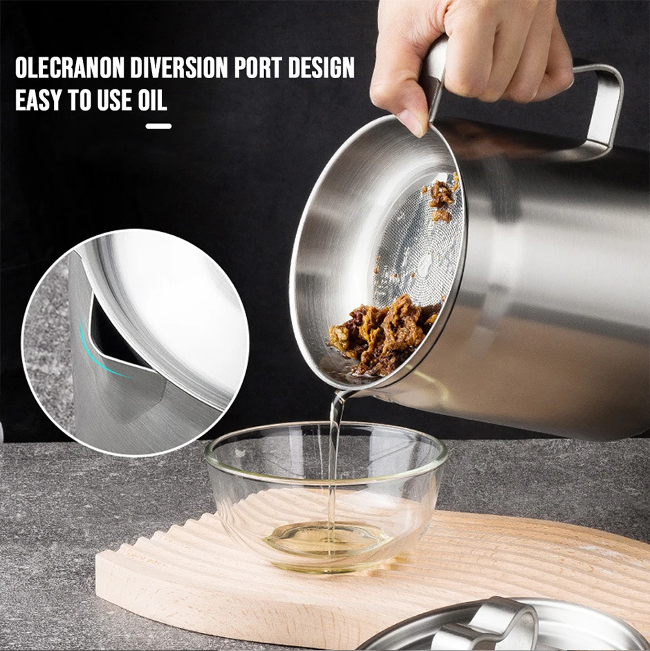 Kitchen Deep Frying Pot 304 Stainless Steel Kitchen Fryer With Strainer Tempura Fryer Pan Chicken Fried Chicken Cooking Tools