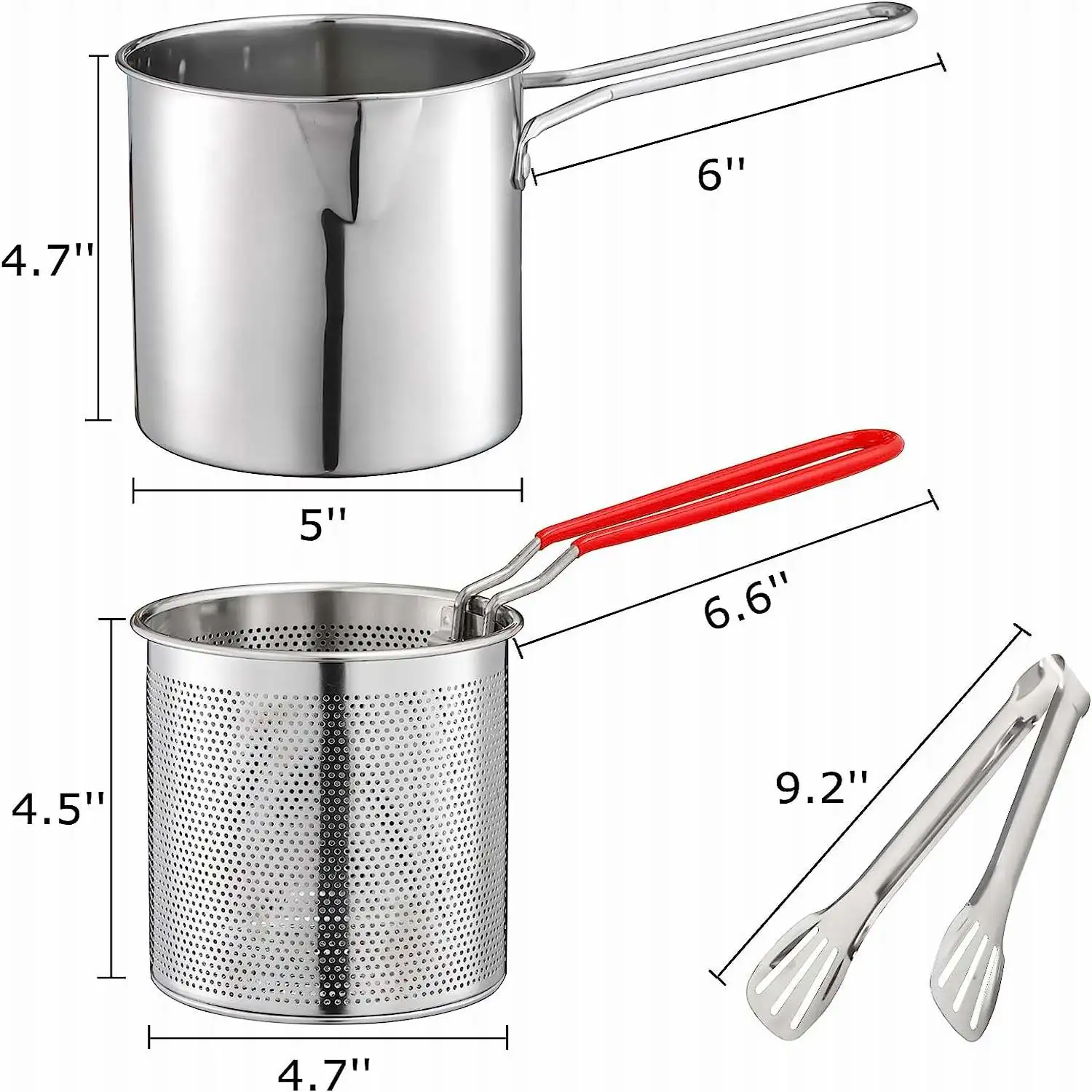 Kitchen Deep Frying Pot 304 Stainless Steel Kitchen Fryer With Strainer Tempura Fryer Pan Chicken Fried Chicken Cooking Tools