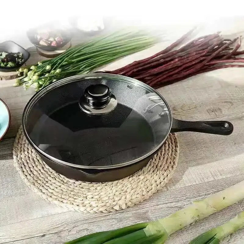 1Pc Small Frying Pan Cast Iron Uncoated Black For Food Frying, Cooking And Stir-Frying Kitchen Utensils Kitchen Helper