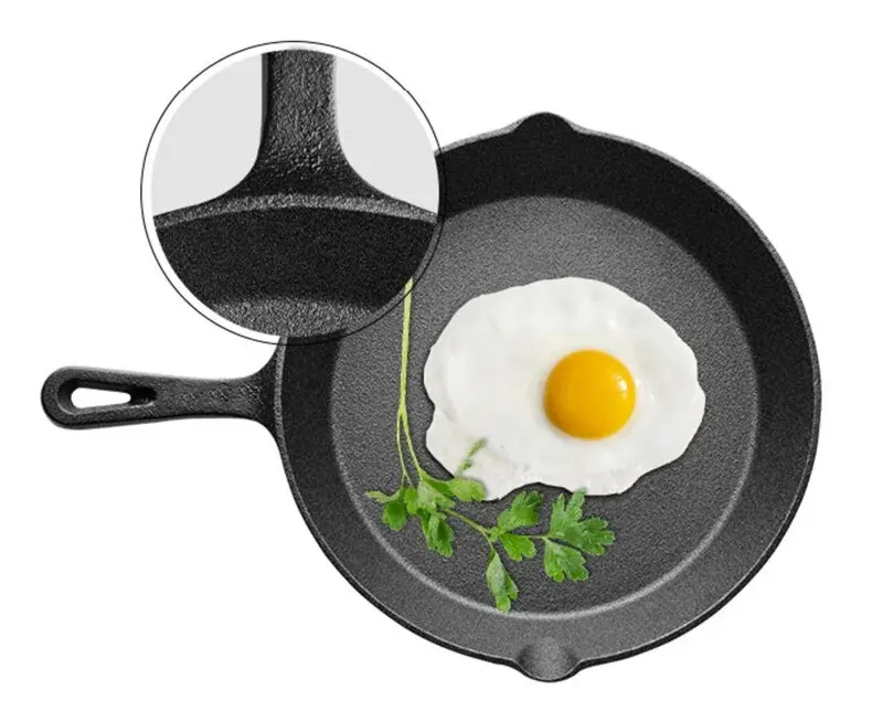 1Pc Small Frying Pan Cast Iron Uncoated Black For Food Frying, Cooking And Stir-Frying Kitchen Utensils Kitchen Helper