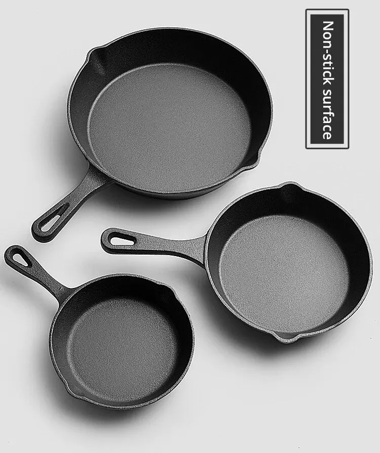 1Pc Small Frying Pan Cast Iron Uncoated Black For Food Frying, Cooking And Stir-Frying Kitchen Utensils Kitchen Helper