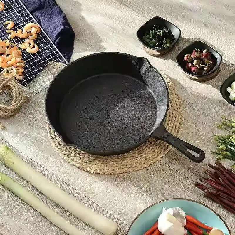 1Pc Small Frying Pan Cast Iron Uncoated Black For Food Frying, Cooking And Stir-Frying Kitchen Utensils Kitchen Helper