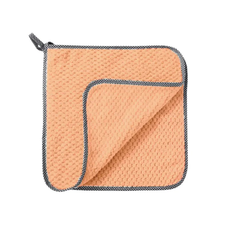 6/1Pc Kitchen Towels Dishcloths Microfiber Towels Absorbent Kitchen Cleaning Cloth Non-Stick Oil Thickened Table Cleaning Cloth