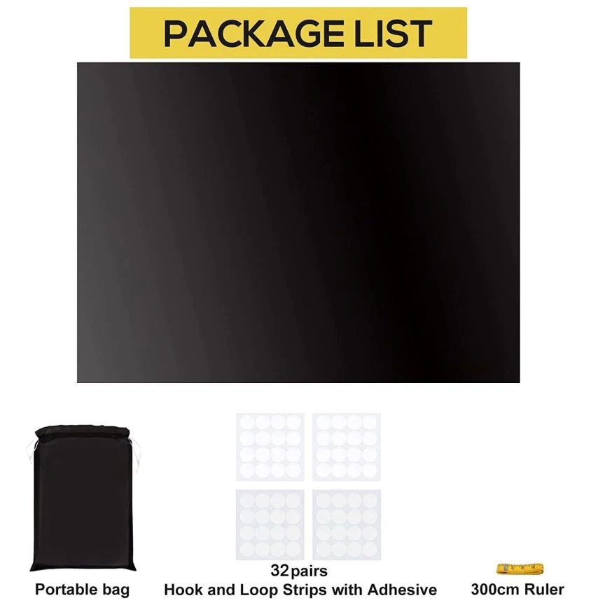 DIY Portable Travel Blackout Curtain Temporary For Living Room Home Window Non-perforated Black Cloth