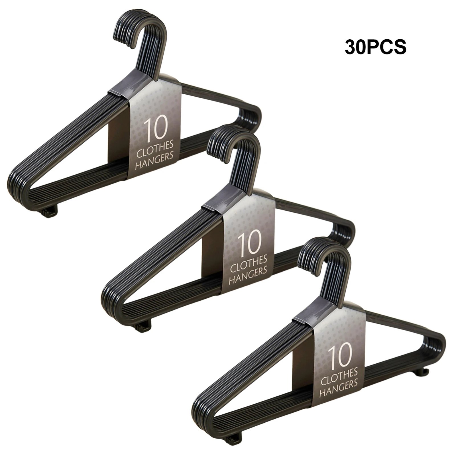 10/30 PCS Dry Clothes Hanging Rack Black Adult Clothing Hanger Plastic Hangers Household Clothes Dress Organizer