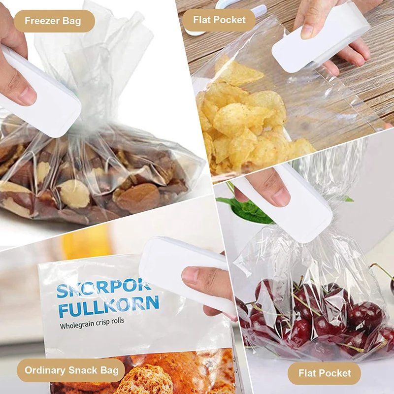 Portable Bag Heat Sealer Home Plastic Package Storage Bag Clip Fruits Food Snack Storage Bag Handy Sticker Seal Kitchen Tools