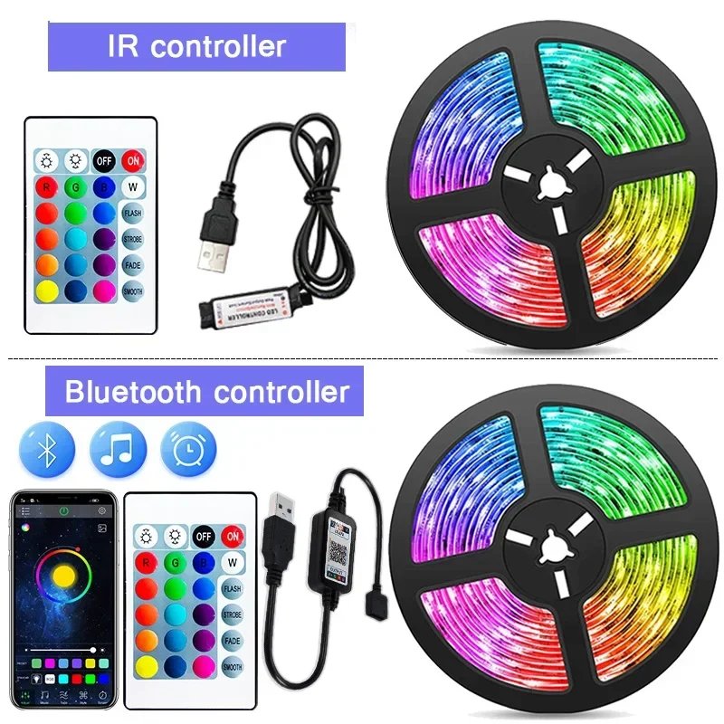 USB LED Strip Lights APP Control Color Changing 5050 RGB Led Light Flexible Lamp Tape for Room Decoration TV Backlight Diode