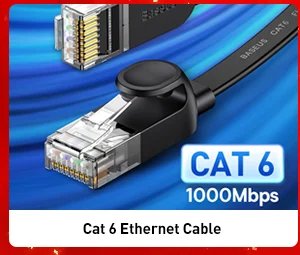 Baseus Cat 6 Ethernet Cable 1M Flat Cat6 Lan Cable RJ45 Network Patch Cable For PS PC Modem Router Clearance