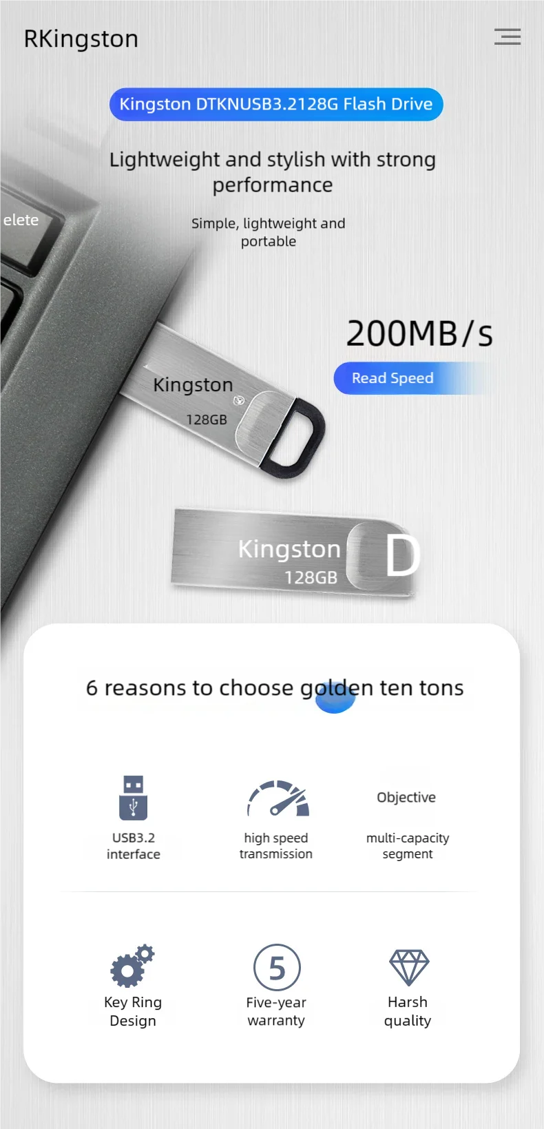 Kingston USB Pen Drive usb flash drive USB 3.2 PenDrives Usb memory for Computer 64GB 128GB 256GB usb stick free shipping Key