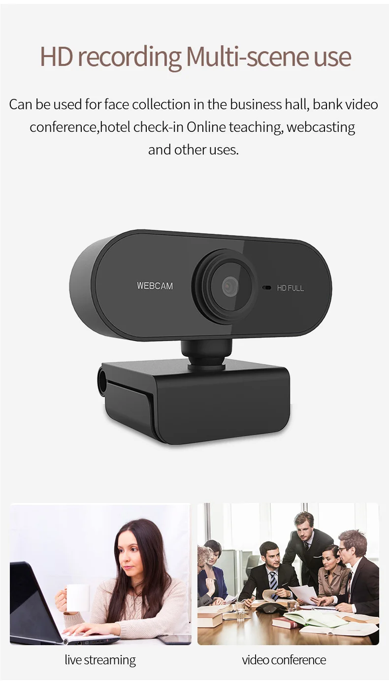 1080P HD Mini Webcam with microphone, usb interface supports laptop desktop computer, suitable for live video call conference