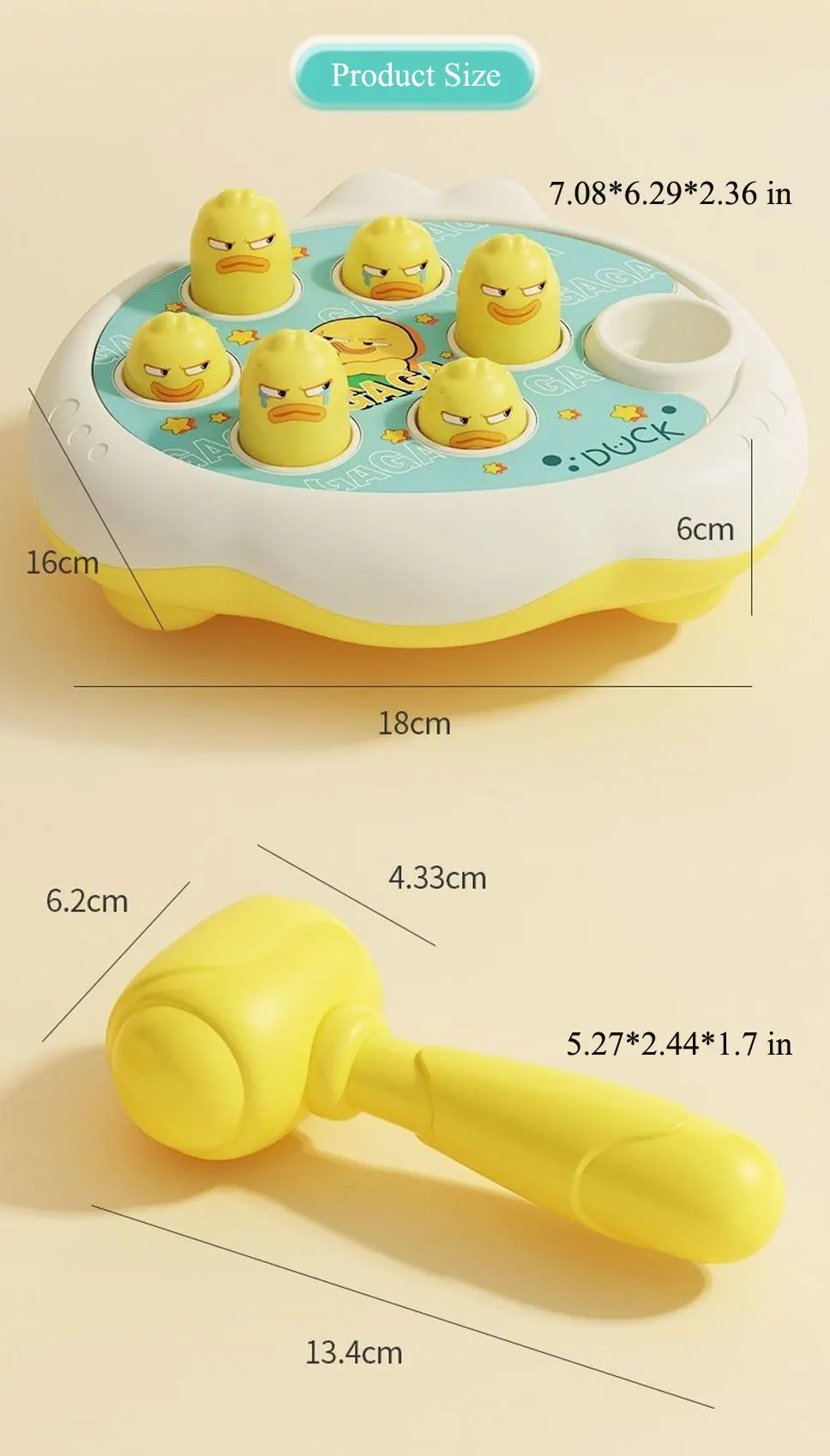 Duck/Frog/Pig Baby Toy Montessori Learning Game Educational Puzzle Gift for 12 24 Months Toddler Boy/Girl with Hammer