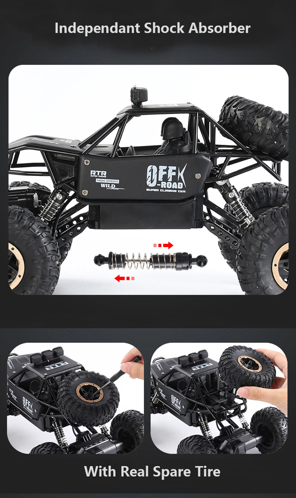 4WD Electric RC Car Remote Radio Control Vehicle 4x4 Drive Off Road Toys For Girl Boy Kids Children Christmas Birthday Gift