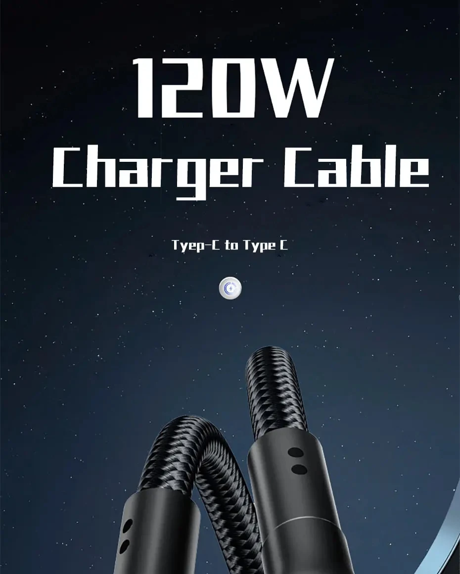 PD 120W Super Charging For Samsung S24 S23 USB C TO USB Type C Cable For iPhone 15 Plus Pro Max Xiaomi 11 4.0 Quick Fast Charger