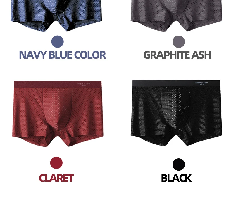 Boxers Men Boxer Shorts Men Underwear Male Underwear Boxers Homme Ice Silk Mesh Boxershorts Plus Size Panties Sexy Underpants