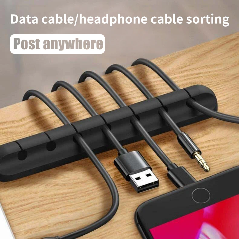 Cable Organizer Silicone Support Micro USB Type-C Cable Desk Organizer Holder for Mouse Keyboard Headphone Cable Organizer