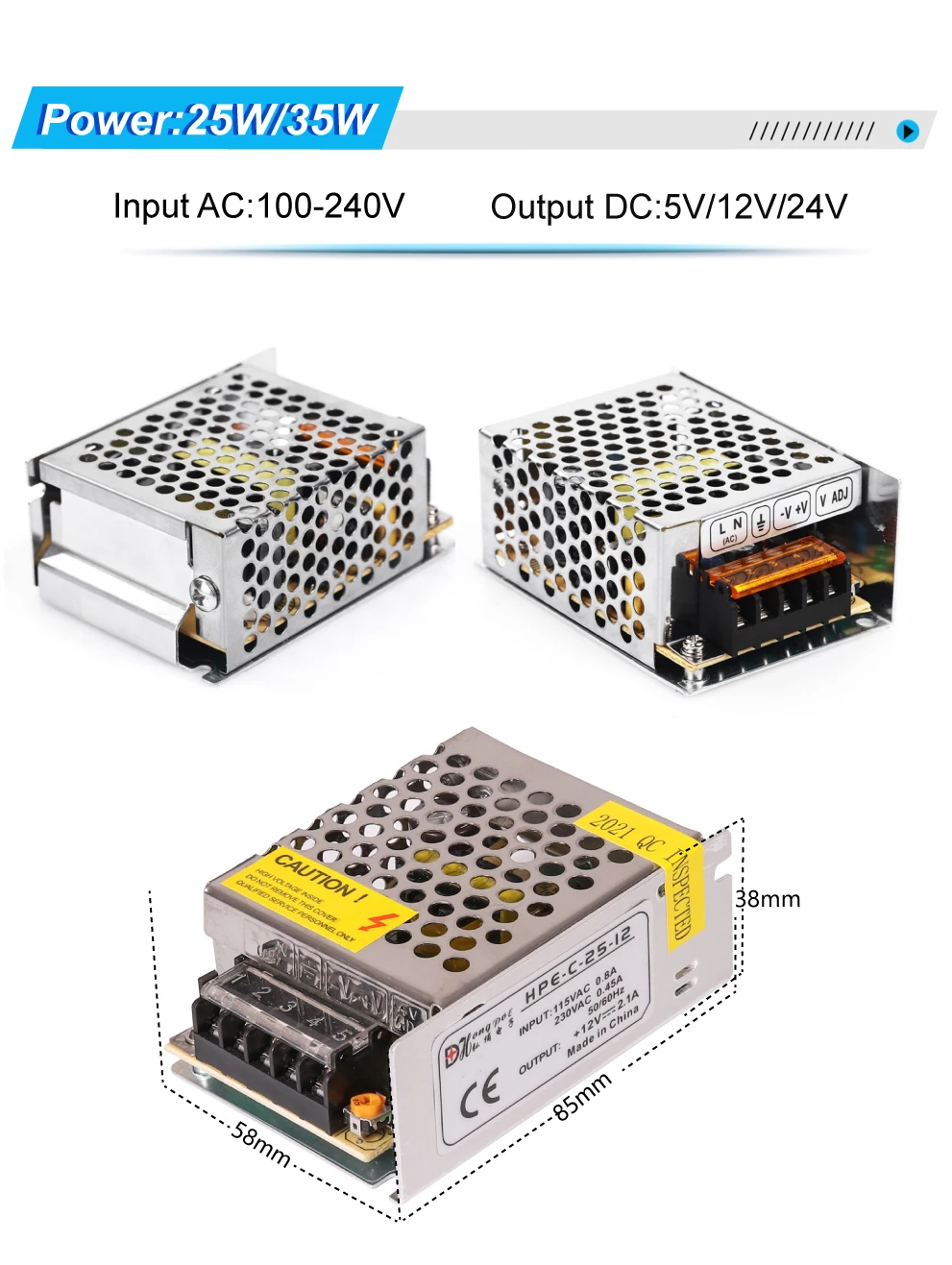 Switching Power Supply 5v 12v 24v 36v 48v 2A 5A 10A 15A 20A 30A15w-500w AC To 110/220v DC Transformer LED Strip Switch Driver