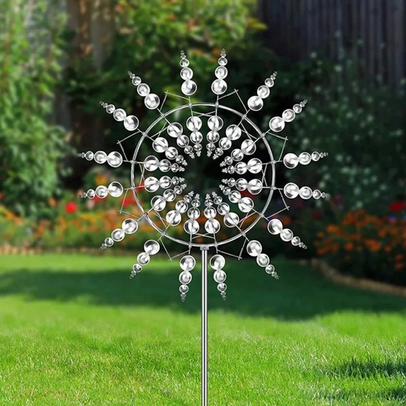 1pc Magical Kinetic Metal Windmill Spinner Unique Wind Powered Catchers Creative Patio Garden Lawn Outdoor Courtyard Decoration