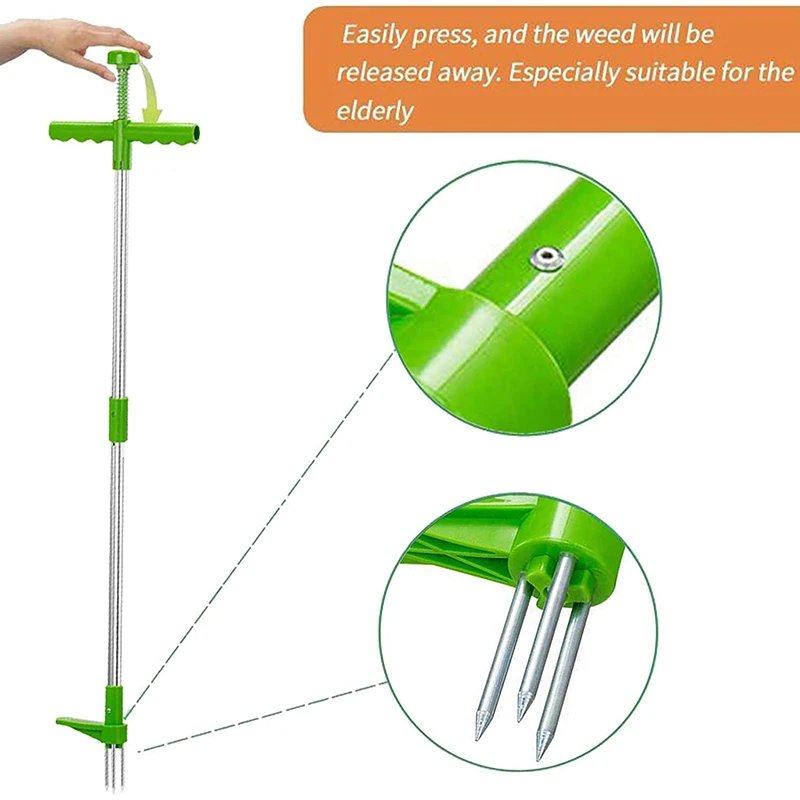 Weed Puller Long Handle Stand Up Weeder Garden Weeding Tool Weed Hound Weed Puller For Dandelion,, Standup Weed Root Grabber