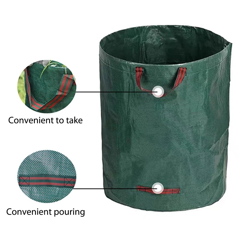 60L-500L Reusable Garden Bag Large Capacity Leaf Sack Light Trash Can Foldable Garden Garbage Waste Container Storage Bag