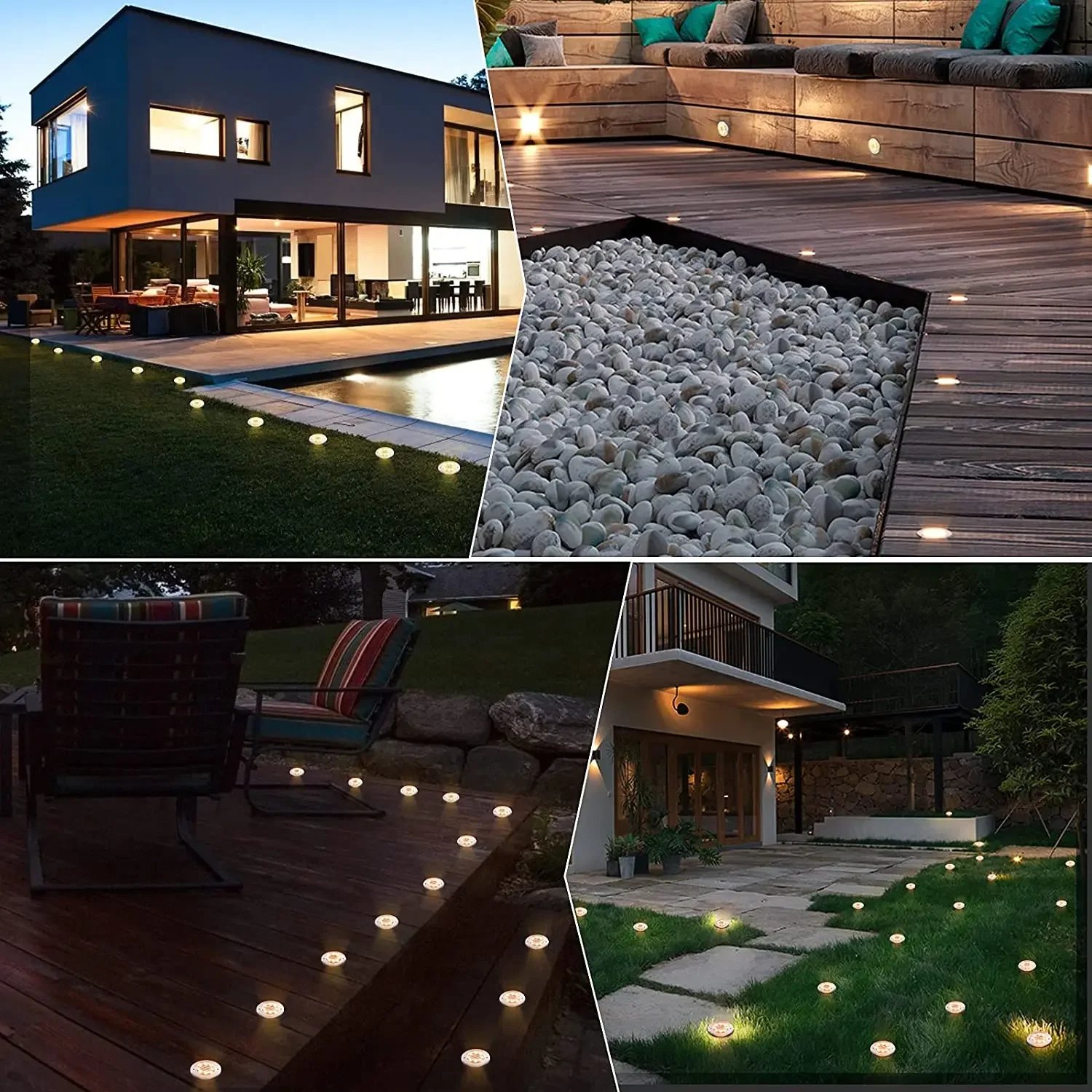 1~8Packs Solar LED Floor Lamp 8LED/20LED Outdoor Lawn Light Waterproof Underground Lamp for Garden Decoration Terrace Courtyard