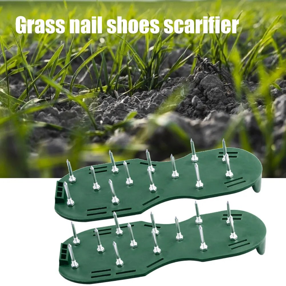 1 Pair Grass Spiked Gardening Walking Revitalizing Lawn Aerator Sandals Nail Shoes Yard Garden Tool Scarifier Nail Cultivator