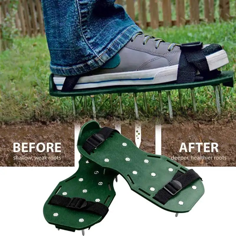 1 Pair Grass Spiked Gardening Walking Revitalizing Lawn Aerator Sandals Nail Shoes Yard Garden Tool Scarifier Nail Cultivator