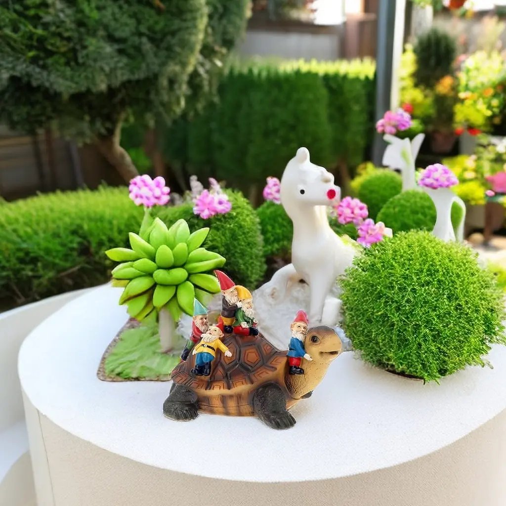 Garden Gnome Turtle Statues Yard Art Resin Figurine Decorations For Outdoor Garden and Patio Lawn