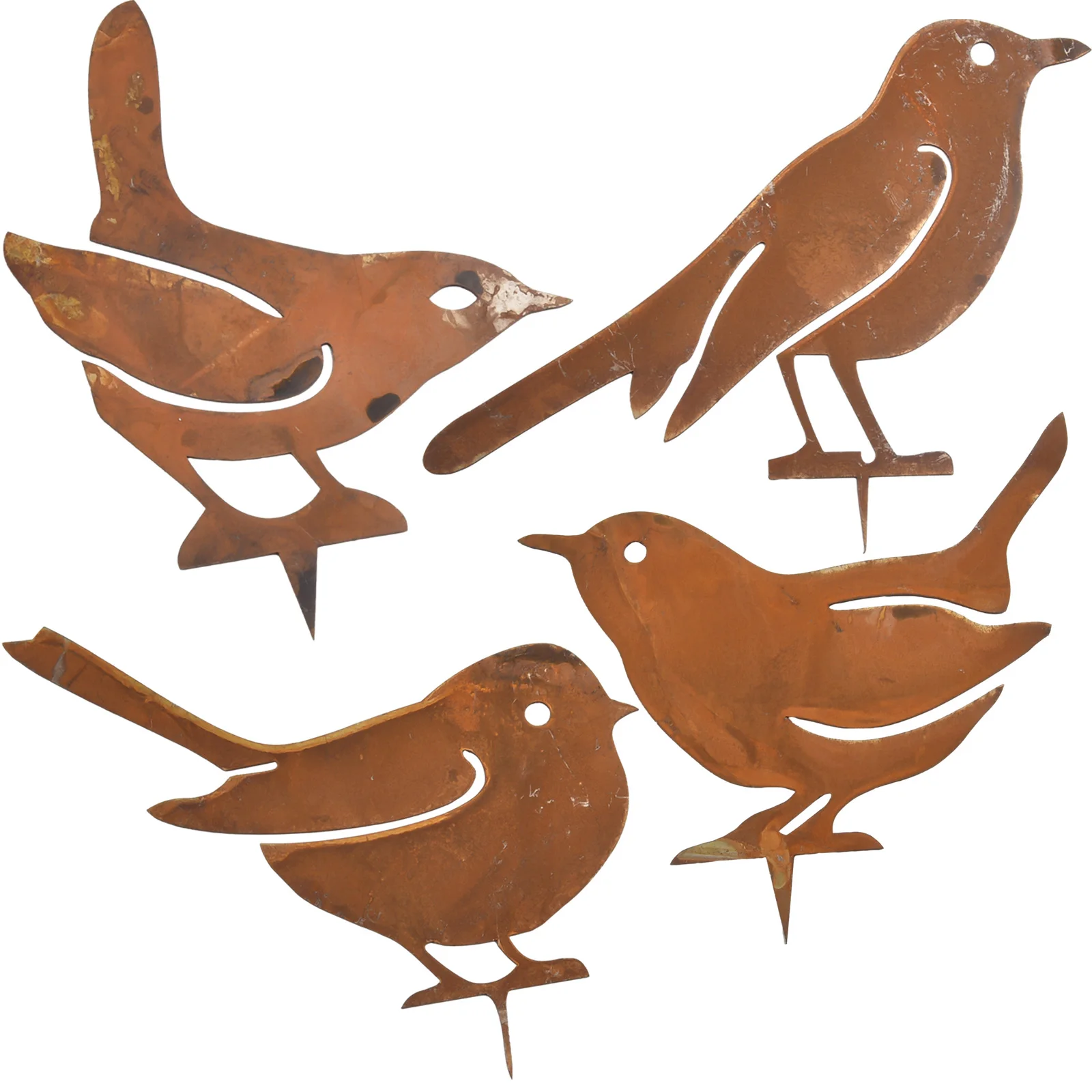 4Pcs Rusty Metal Birds Outdoor Decor Garden Home Yard Lawn Fish Pond Swimming Pool Stake Silhouettes Decorative Ornament Figures