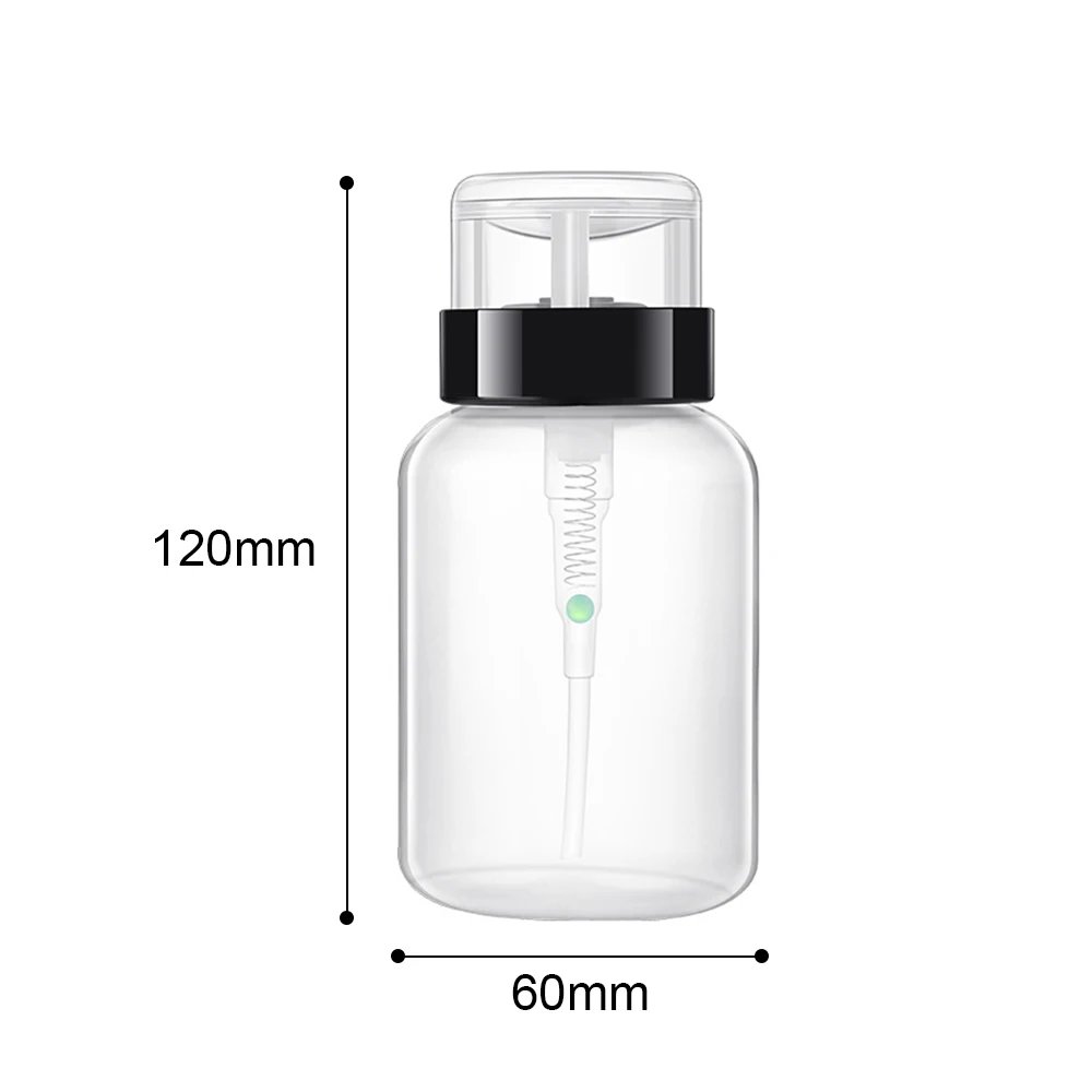 200ML Empty Pump Liquid Alcohol Press Nail Polish Remover Cleaner Bottle Nail Refillable Bottle Dispenser Manicure Container