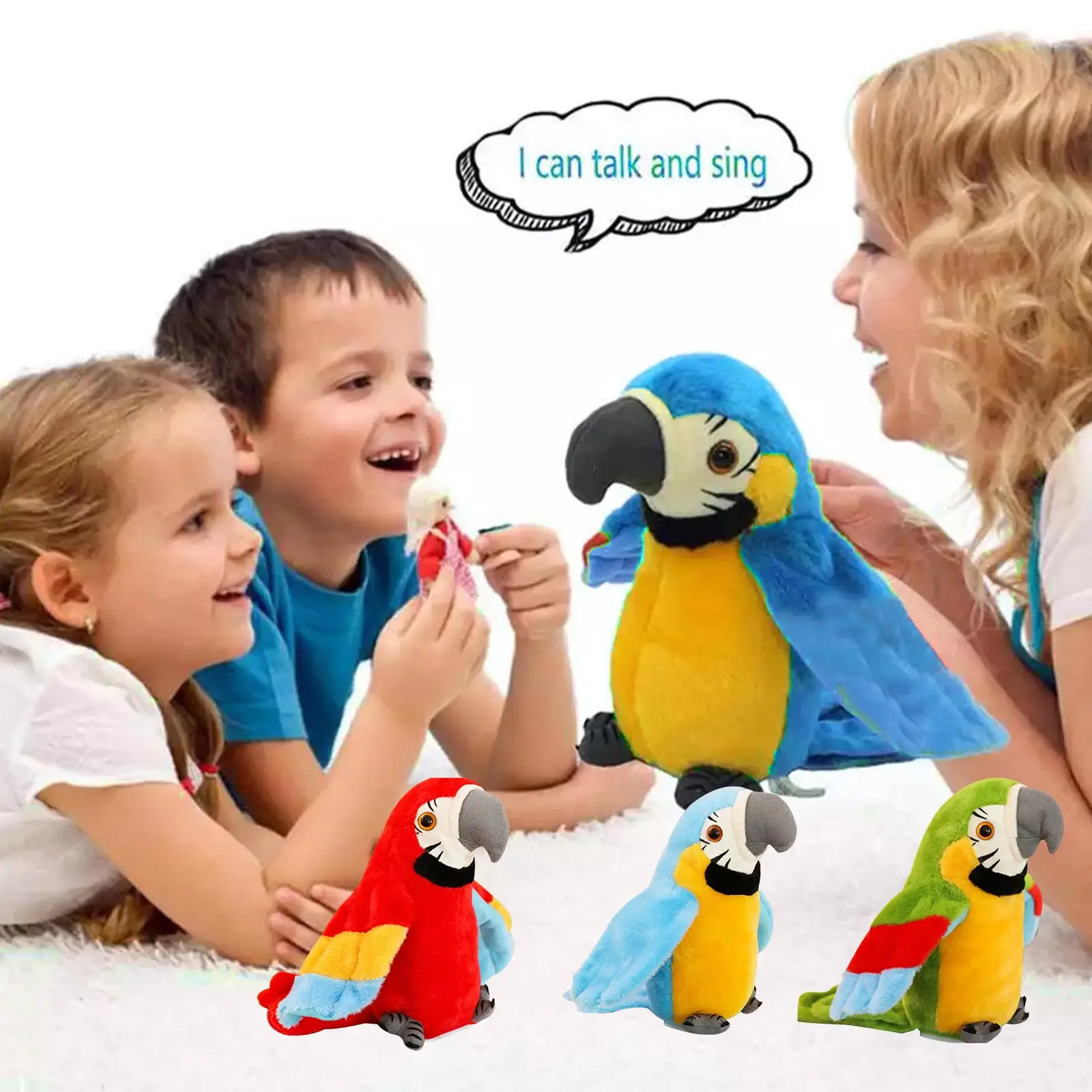 Talking Parrot Electronic Plush Toys Cute Bird Pet Speak Record Repeat Wave Stuffed Toy For Kids Christmas Birthday Gift G4I0