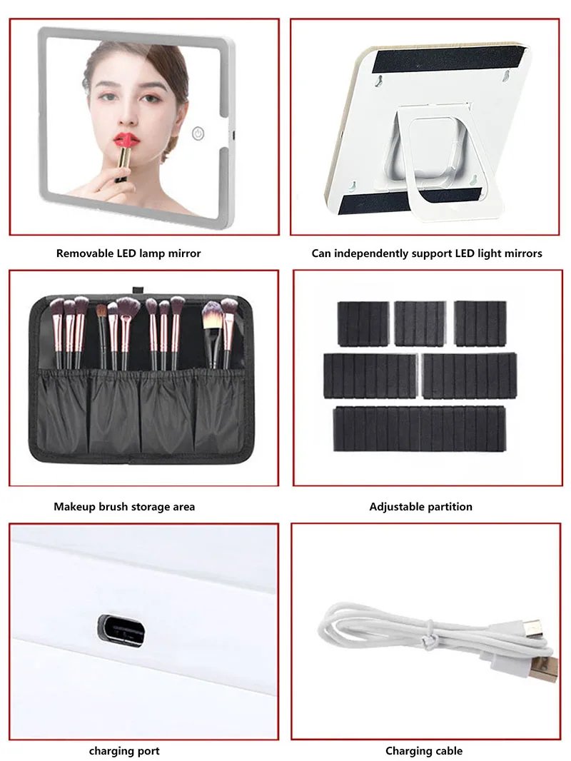 Smart LED Cosmetic Case With Mirror Travel Makeup Bag Large Capacity Female Beautician Skincare Product Makeup Case For Women