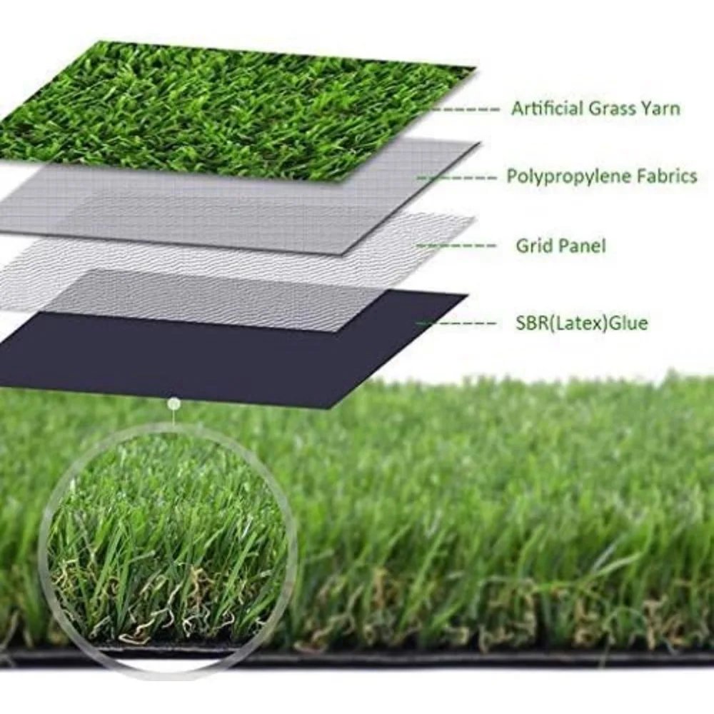 Realistic thick artificial turf 5FTX10FT (50 square feet) - indoor and outdoor garden lawn landscape synthetic grass mat