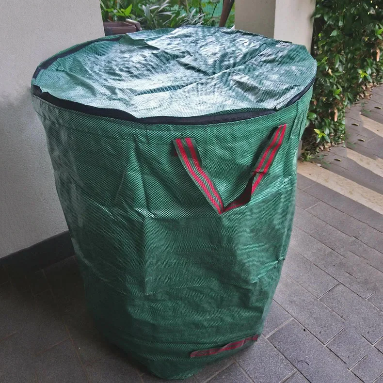 1 piece 80 Gallon/300L Garden Bag with Lid, Reusable Heavy Duty Garden Bag, Lawn Pool Garden Leaf Trash Bag