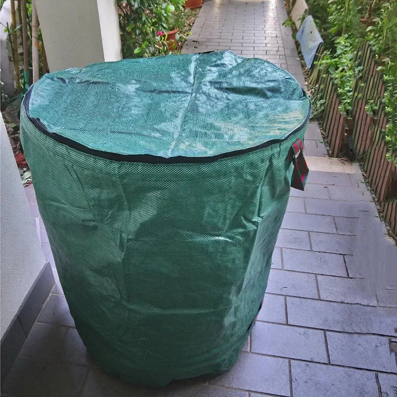 1 piece 80 Gallon/300L Garden Bag with Lid, Reusable Heavy Duty Garden Bag, Lawn Pool Garden Leaf Trash Bag