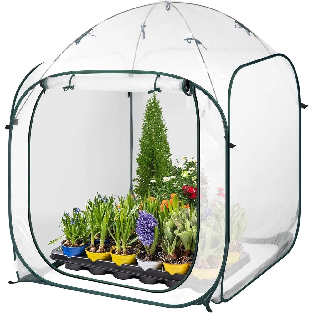 Greenhouse Garden Free Shipping 49x49x63-Inch Portable Walk-in Greenhouse Instant Pop-up and Folding Wind Ropes Included Outdoor