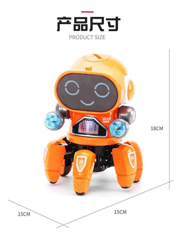 Dancing Robot Electronic Funny 6 Claws Walking Pets Music LED Light Cute Educational Toys For Parent-Child Children Gifts