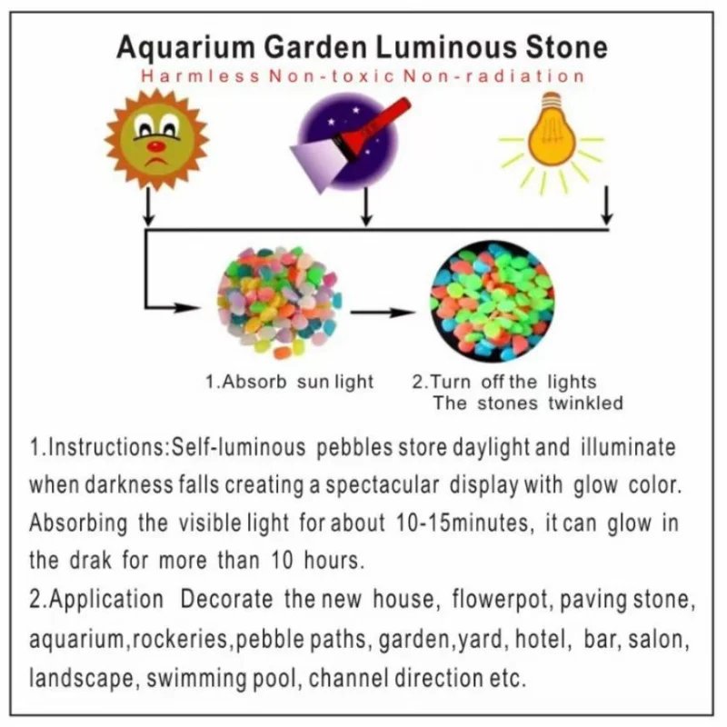50/100Pcs Glow in the Dark Garden Pebbles For Sidewalk Garden Terrace Lawn Garden Patio Fish Tank Aquarium Decoration Glow Stone