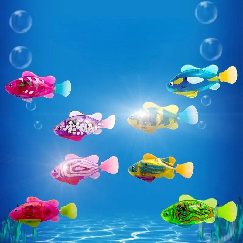 Electronic Fish Baby Summer Bath Toys Pet Cat Toy Swimming Robot Fish with LED Light Kids Water Swim Pool Bathtub Toy Funny Gift