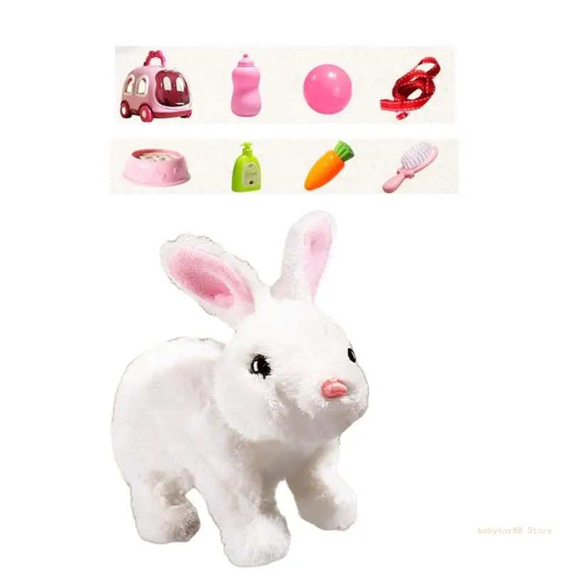 Y4UD Interactive Walking Rabbit Toy Electronic Pet Dress Up Game Girls Easter Gift