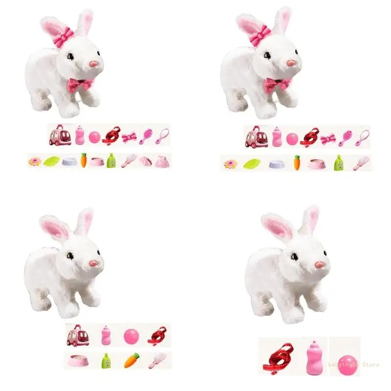 Y4UD Interactive Walking Rabbit Toy Electronic Pet Dress Up Game Girls Easter Gift