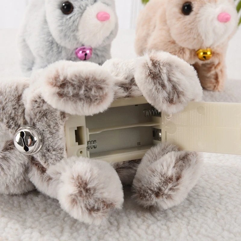 Realistic Walking Rabbit Furry Plush Animal Electronic Pet Girl Educational Toy D7WF