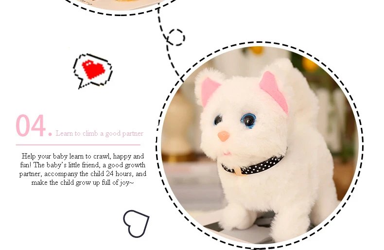 Lovely Electric Cat Plush Toys Soft Plush Stuffed Cute Simulation Cat Barking/Walking Interactive Pet Toy for Kids Girl Gifts
