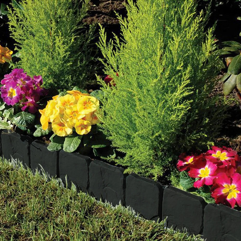 10pcs Garden Fence Edging,Home Garden Border Edging Plastic Fence Stone DIY Yard Landscape Plant Fence Fit for Lawn Yard Flow