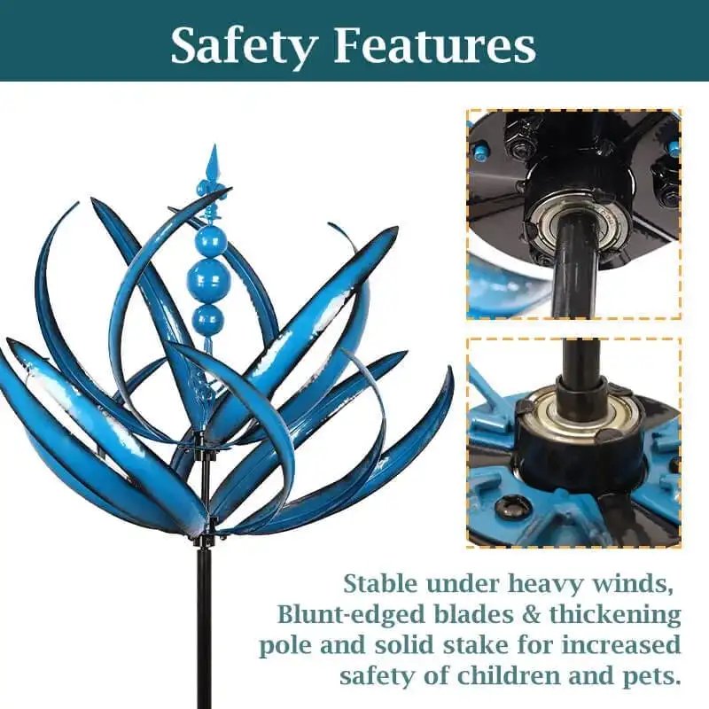 New Harlow Wind Spinner Metal Windmill 3D Wind Powered Kinetic Sculpture Lawn Metal Wind Solar Spinners Yard Garden Decoration