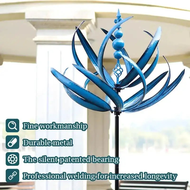 New Harlow Wind Spinner Metal Windmill 3D Wind Powered Kinetic Sculpture Lawn Metal Wind Solar Spinners Yard Garden Decoration