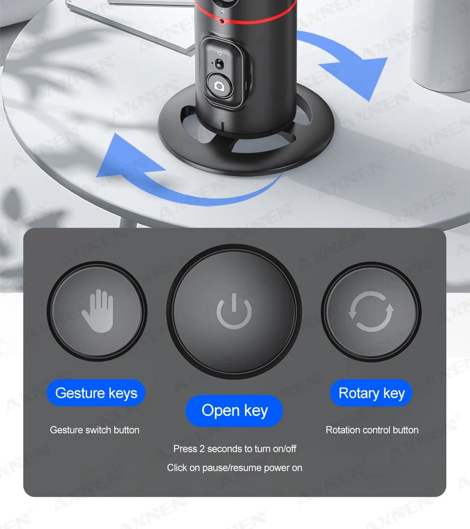 P02 360 Rotation Gimbal Stabilizer, Follow-up Selfie Desktop Face Tracking Gimbal for Tiktok Smartphone Live,with Remote Shutter