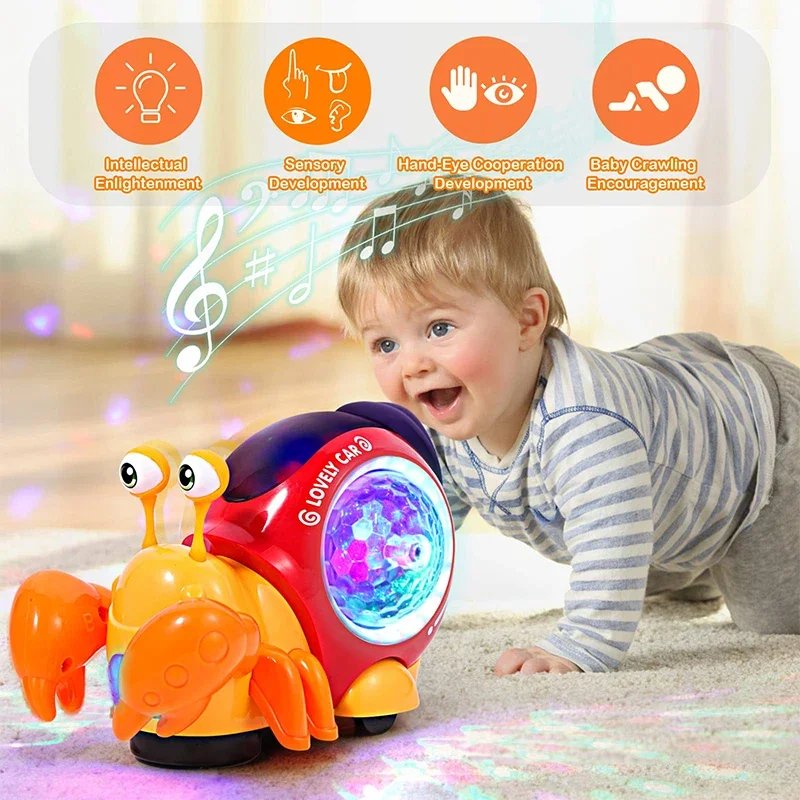 Children Toys Crawling Crab Walking Dancing Electronic Pets Robo Hermit Crab Snail Glowing With Music Light Baby Toddler Toy