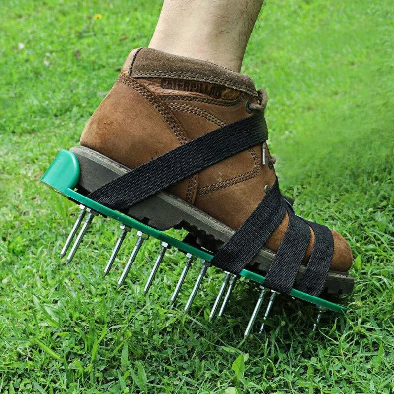 Lawn Aerator Shoe Aeration Shoe Pair With Spikes Adjustable Belt Yard Tools