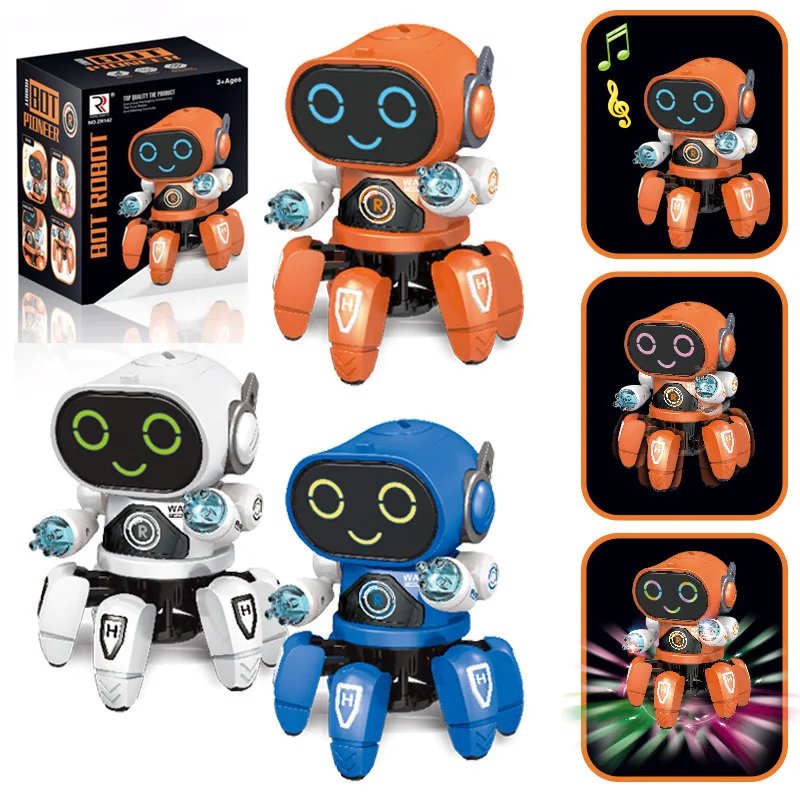 Dance Robot Electric Pet Musical Shining Toys 6 Claws Octopus Robot Educational Interactive Toys Children‘sToy Gift Digital Pet